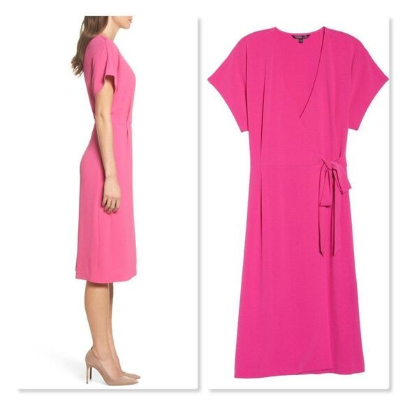 Felicity & Coco Rita Wrap Dress sz Medium in Pink. - Picture 2 of 10
